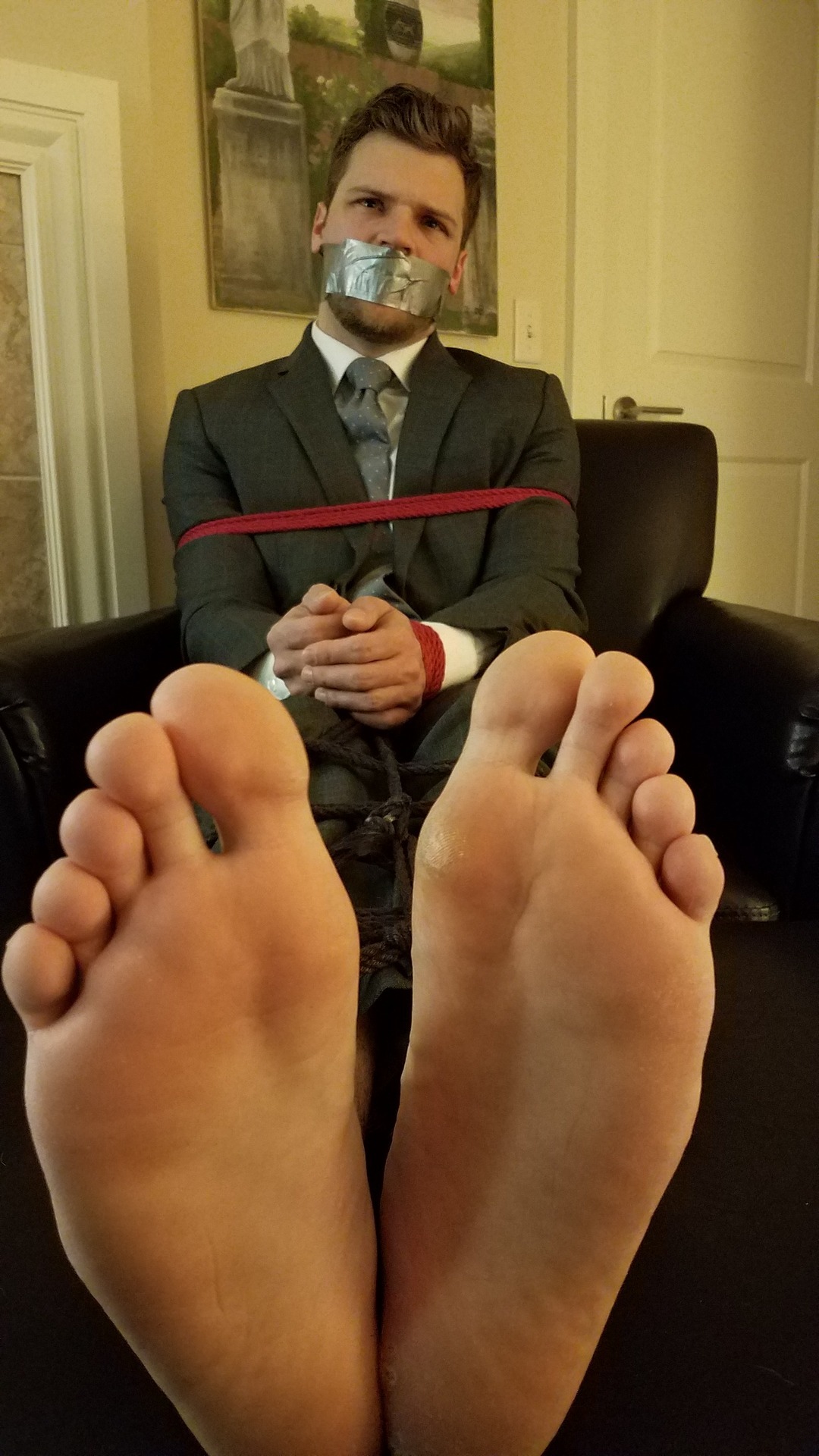 Tied feet learn receive photo